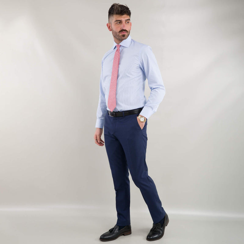 Vitalle Barberis Canonico pantalone plavog muškog odela na prugice - Gagliardi Srbija
