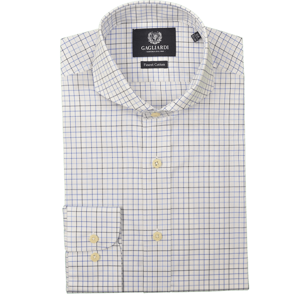 Plavo crno bela muška poslovna košulja Check dizajna - Gagliardi