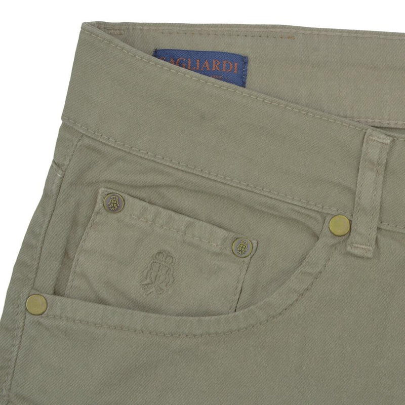 Prednji džepovi maslinaskih pantalona sa 5 džepova - Gagliardi Srbija