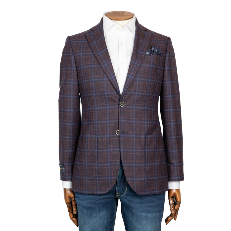 Sako Reda vuneni bordo kocka