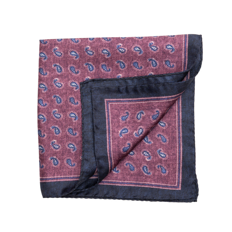 Maramica džepna crvena sa teget okvirom