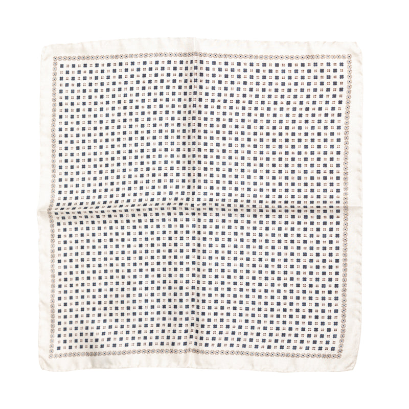 Maramica džepna bela svilena sa dezenom