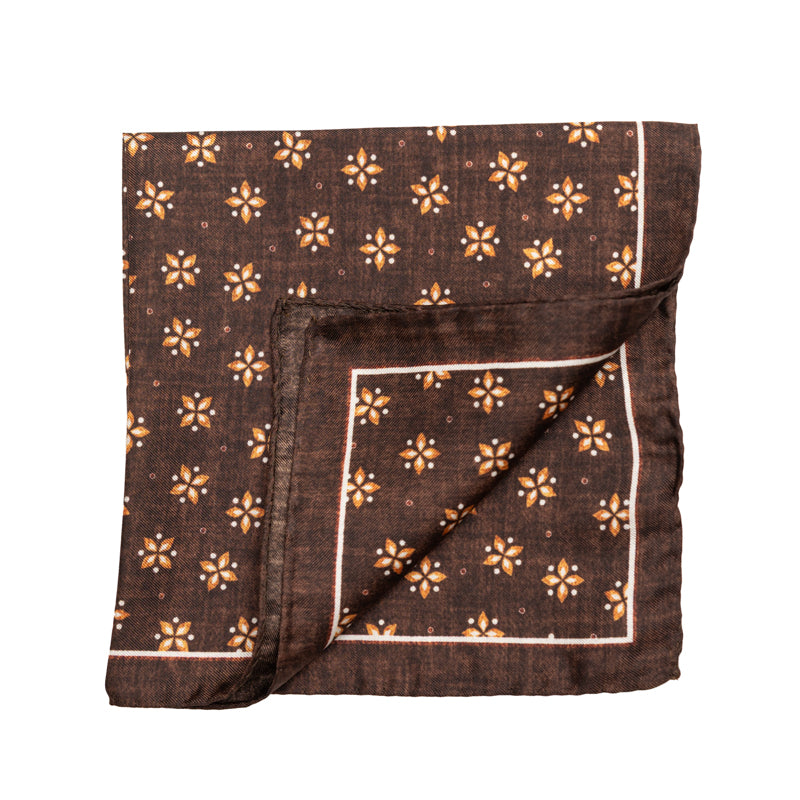 Maramica džepna braon svilena sa dezenom