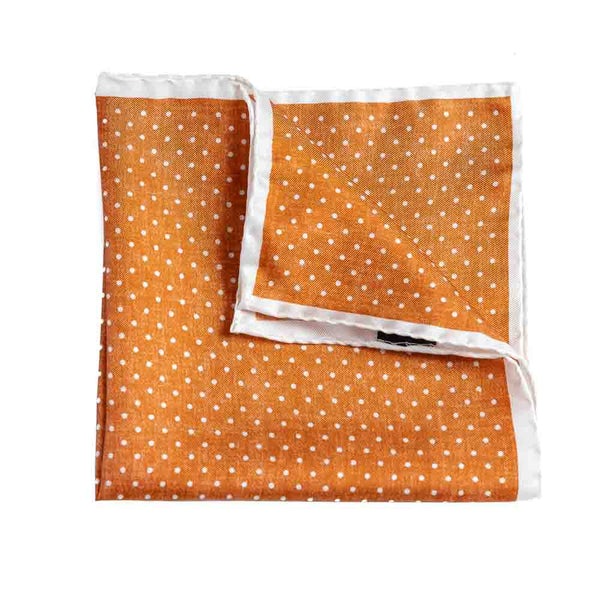 Maramica džepna narandjasta svilena sa tačkama