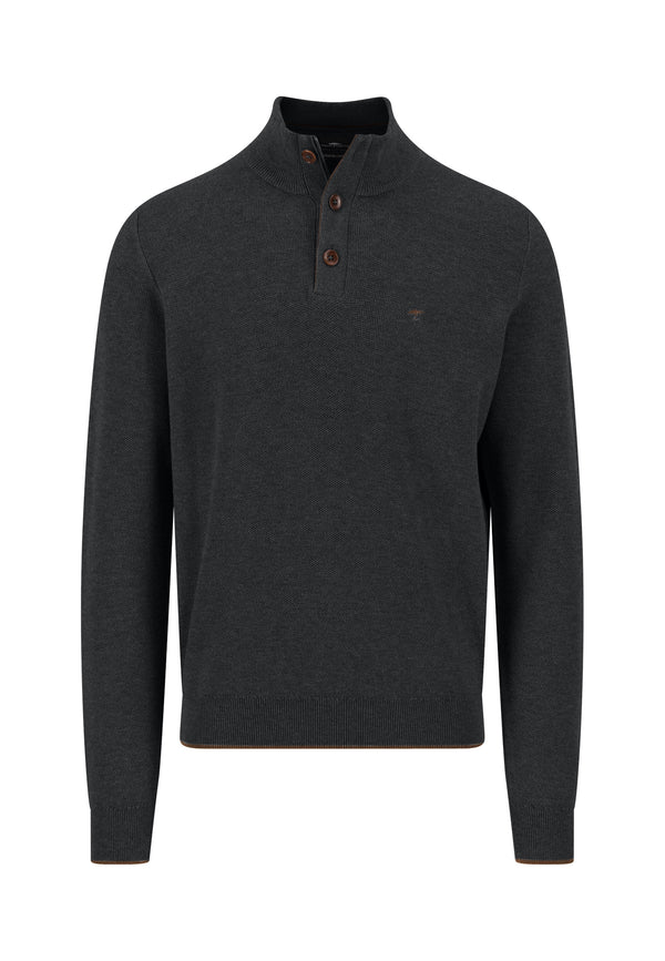 Džemper sa dugmadima na kragni u crnoj boji