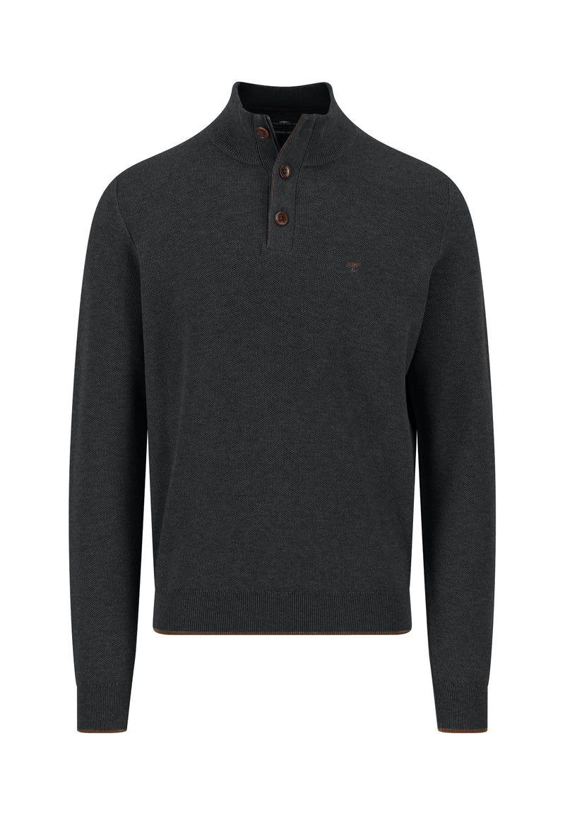 Džemper sa dugmadima na kragni u crnoj boji