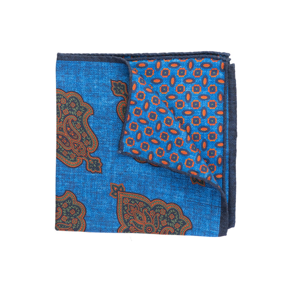 Kraljevsko plava džepna maramica sa velikim geometrijskim dizajnom, dva lica - Gagliardi Srbija