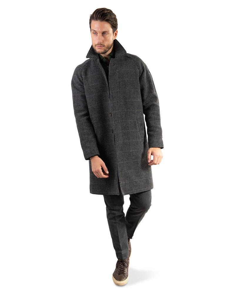 Sivo smeđi kaput sa raglan rukavima Check dizajna - Gagliardi Srbija