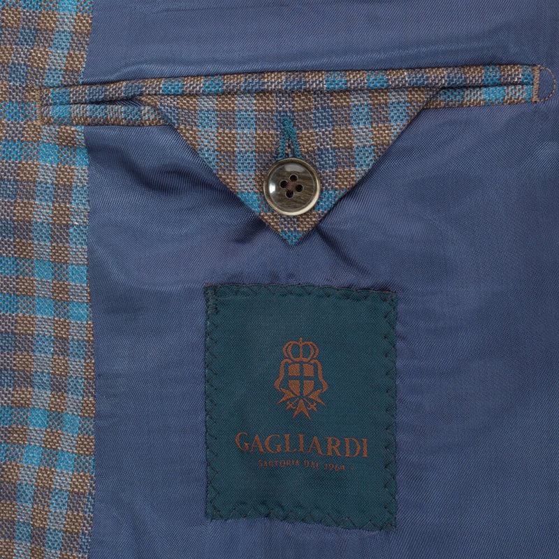Blue & Brown Tattersal Check Jacket - Gagliardi