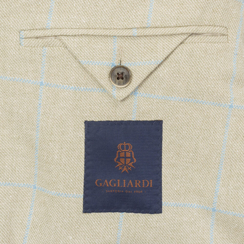 Stone Windowpane Check Jacket - Gagliardi