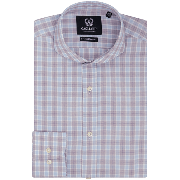Ljubičasta košulja sa sečenom kragnom Check dizajn - Gagliardi Srbija