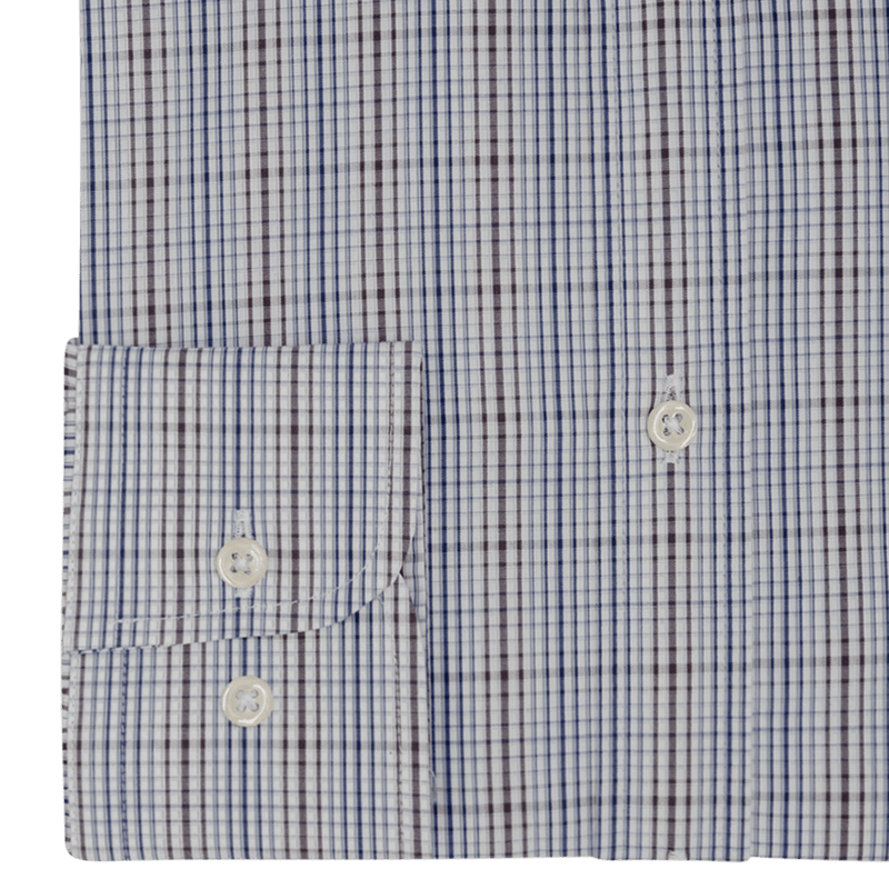 Kraljevsko plavo siva košulja za muškarce mikro kocka tkanja i sečene kragne
