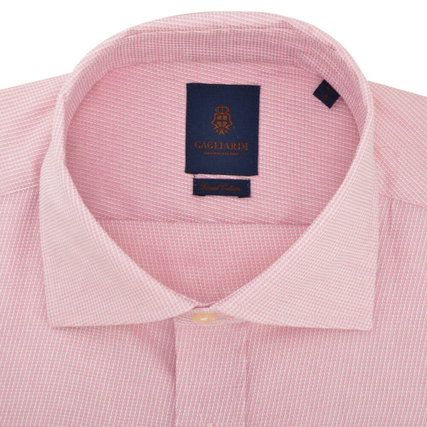 Roza košulja sa sečenom kragnom i dijagonalnim tkanjem - Gagliardi