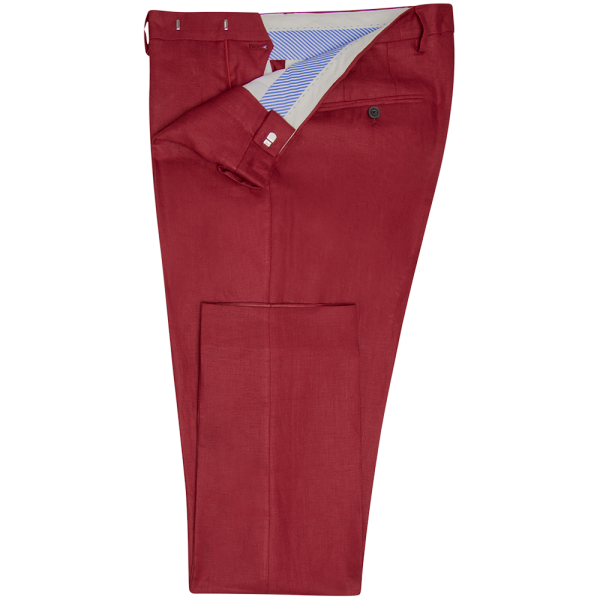 Raspberry Plain Linen Trousers - Gagliardi