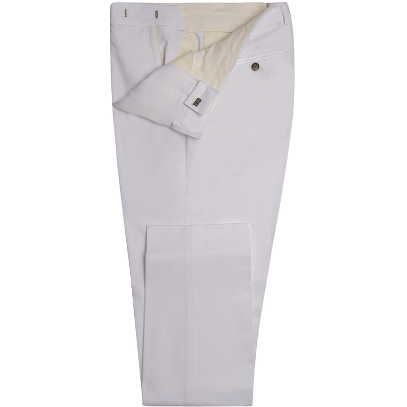 White Twill Cotton Trousers - Gagliardi
