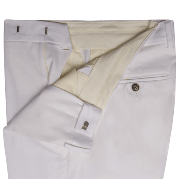 White Twill Cotton Trousers - Gagliardi
