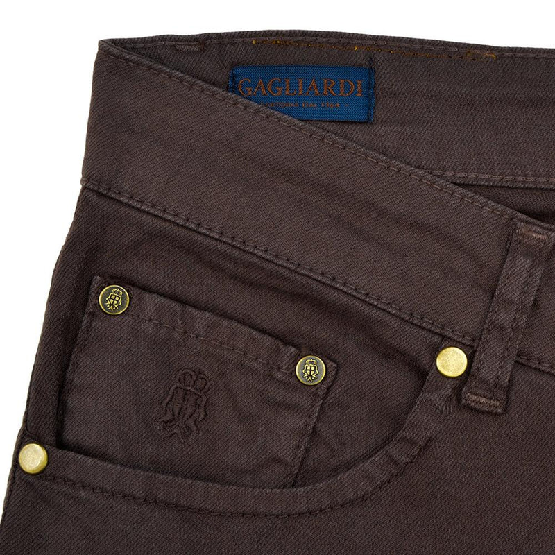 Braon pantalone sa 5 džepova od rastegljivog pamuka - Gagliardi Srbija